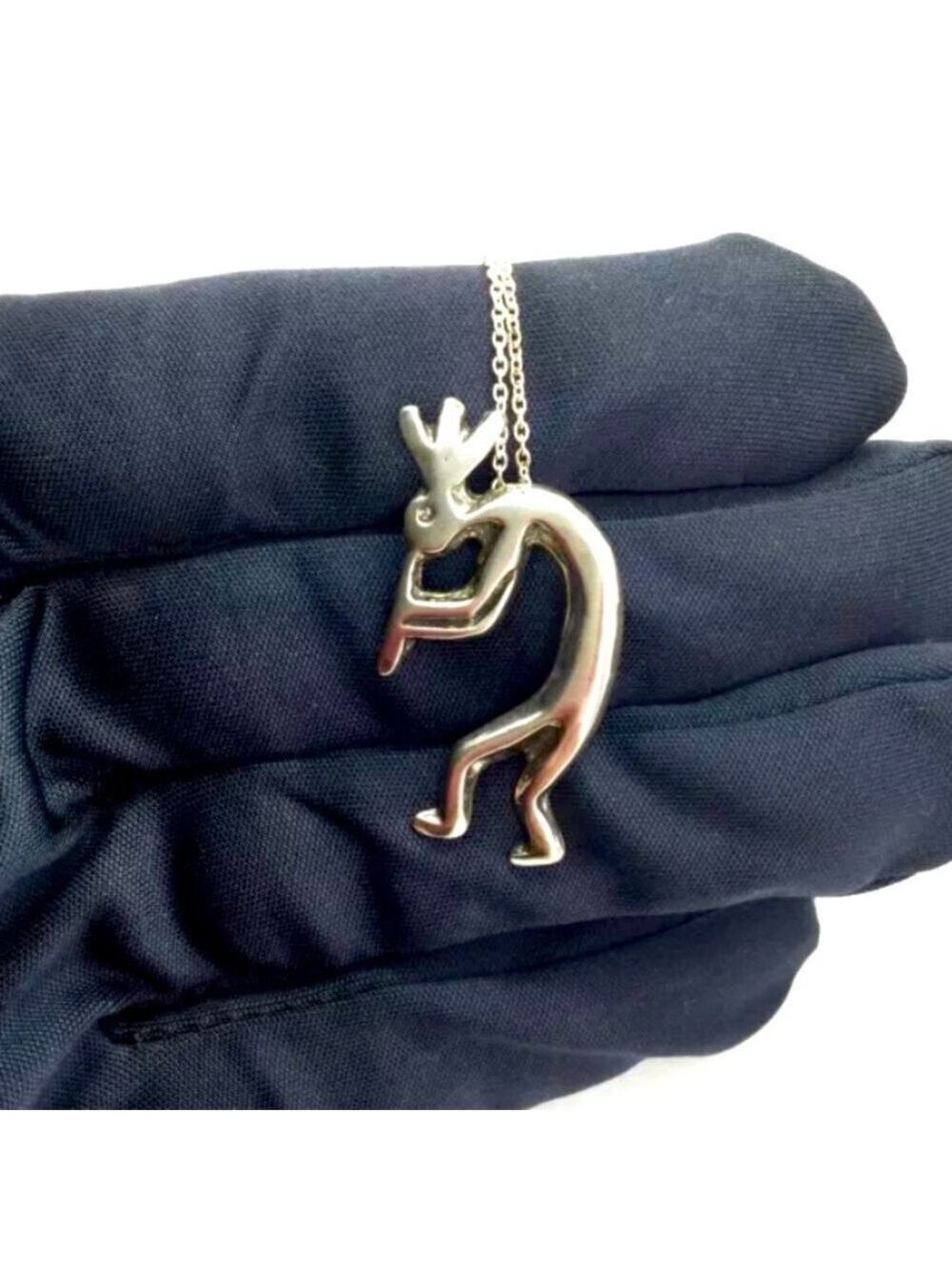 KOKOPELLI NATIVE AMERICAN STERLING SILVER NECKLACE